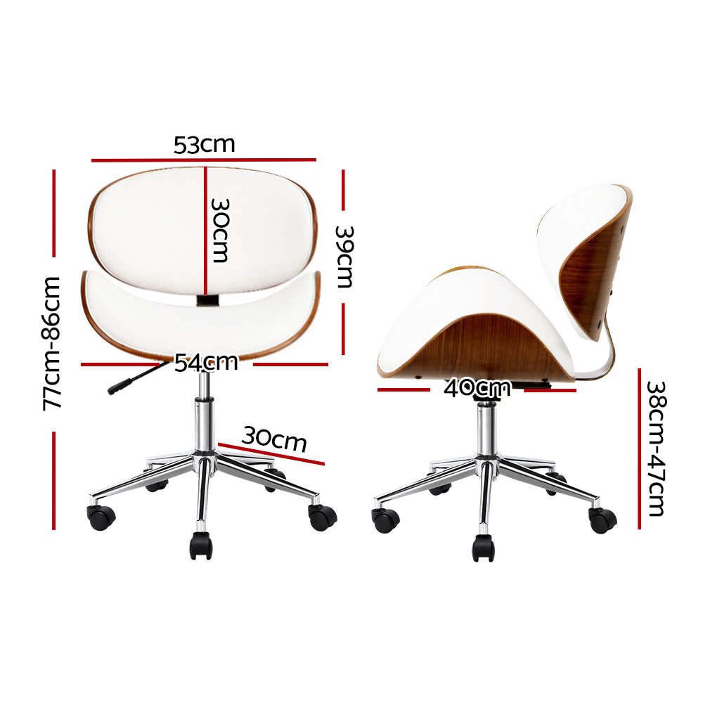 Artiss Elegant White Leather Seat Wooden Office Chair — Allure Home Collections