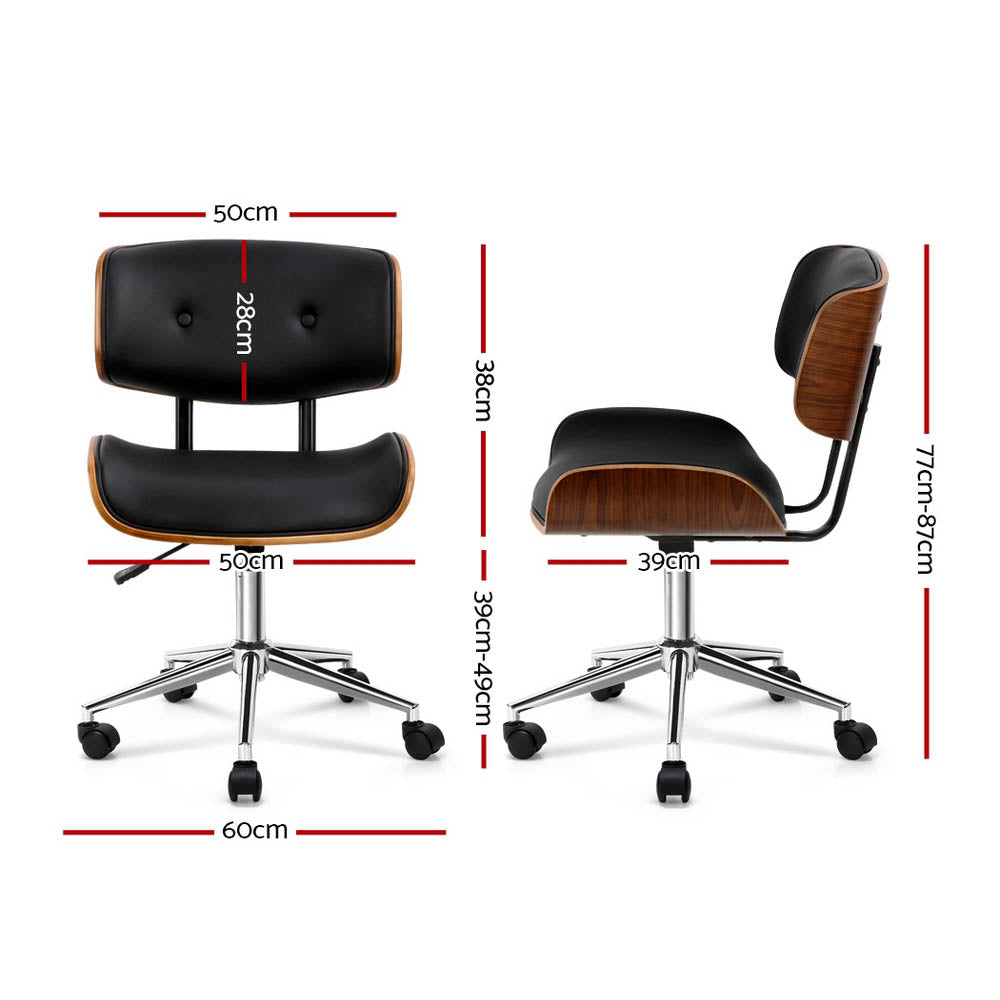 Artiss Wooden Frame Office Chair Black and Brown PU Seat — Allure Home Collections