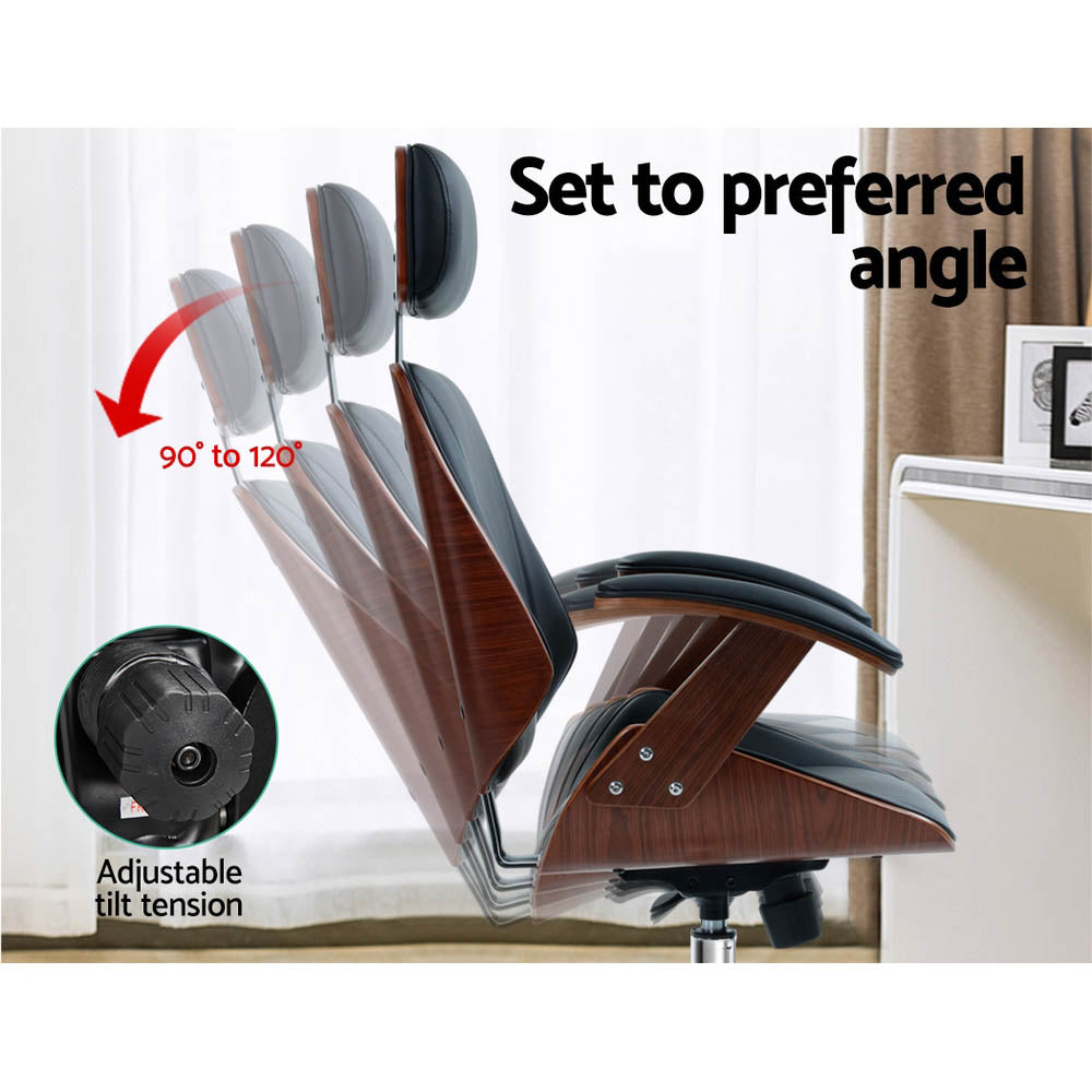 Roebourne black wooden office chair with faux leather seat