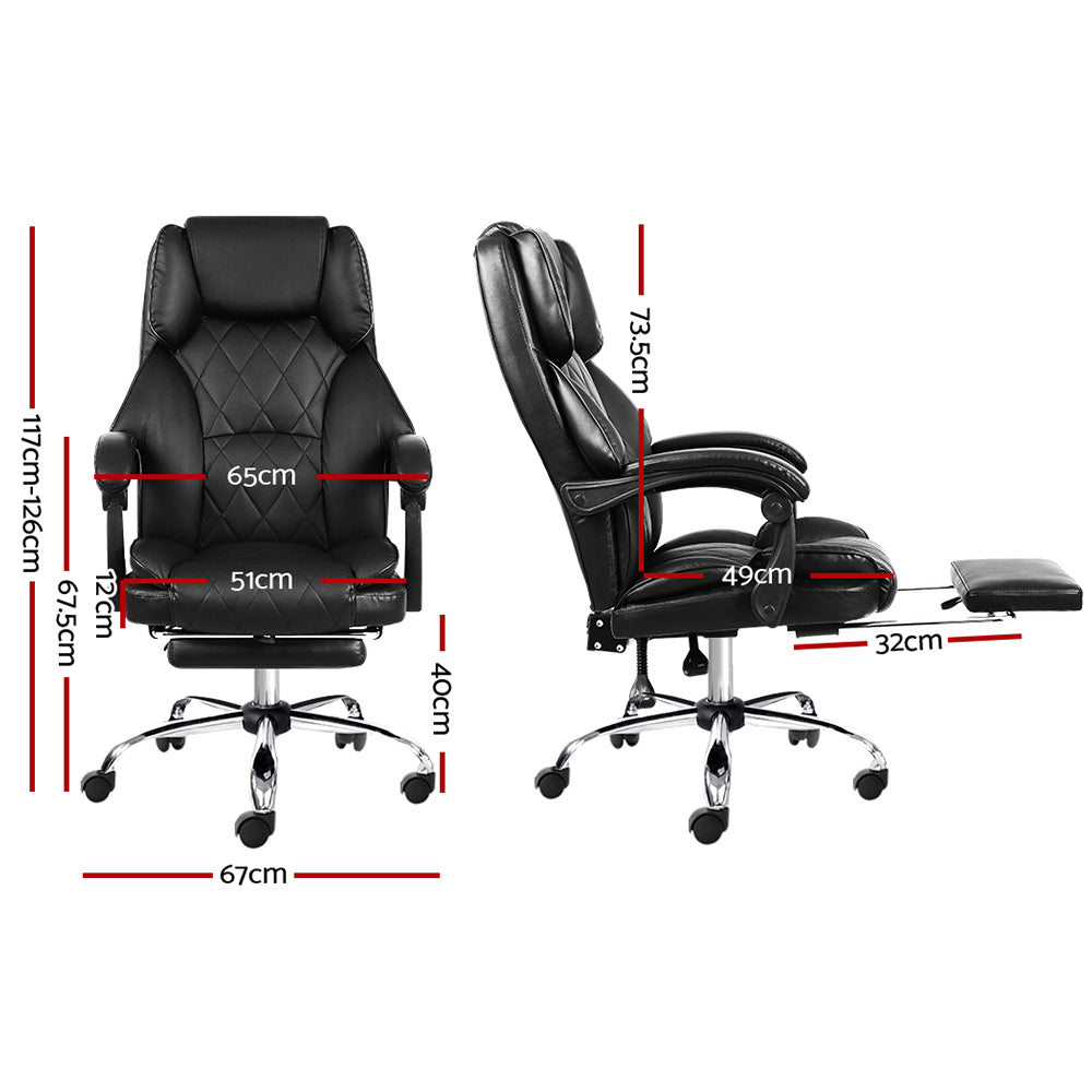 Fremantle black PU leather executive office chair with footrest in a home office