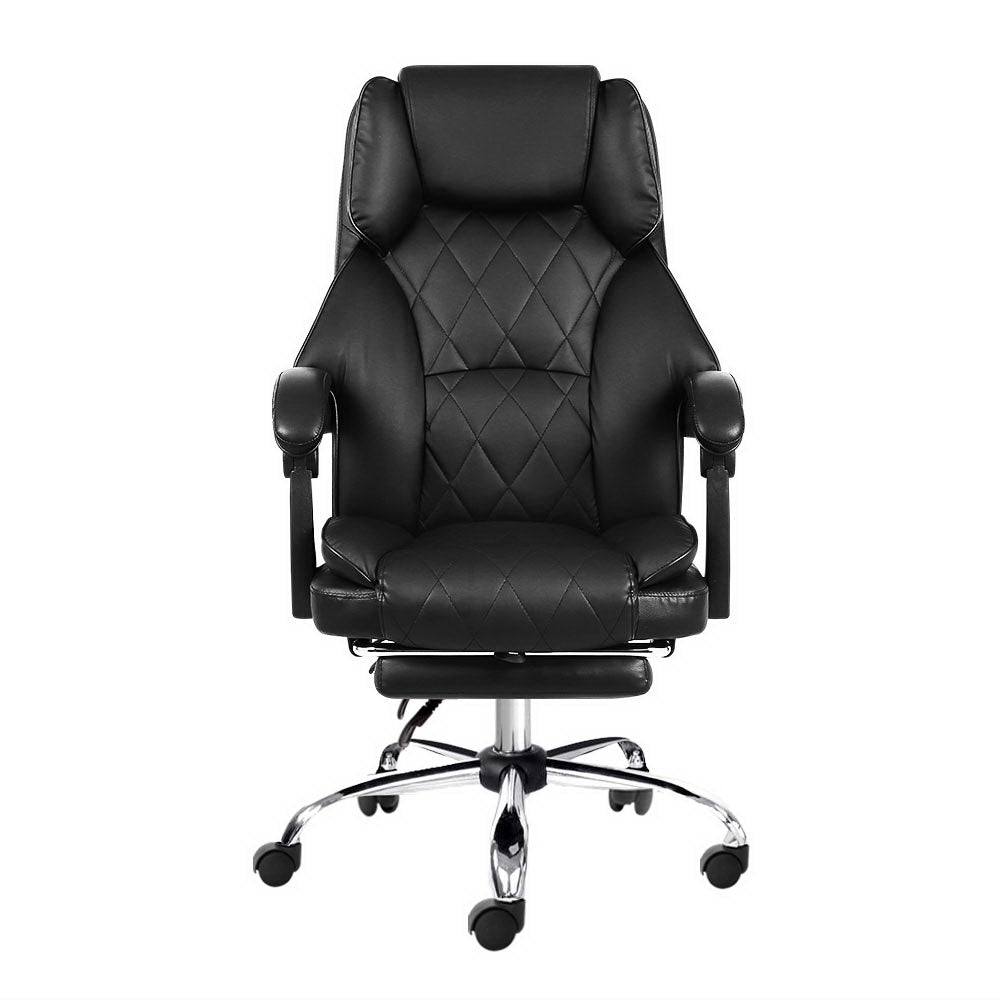 Fremantle black PU leather executive office chair with footrest in a home office