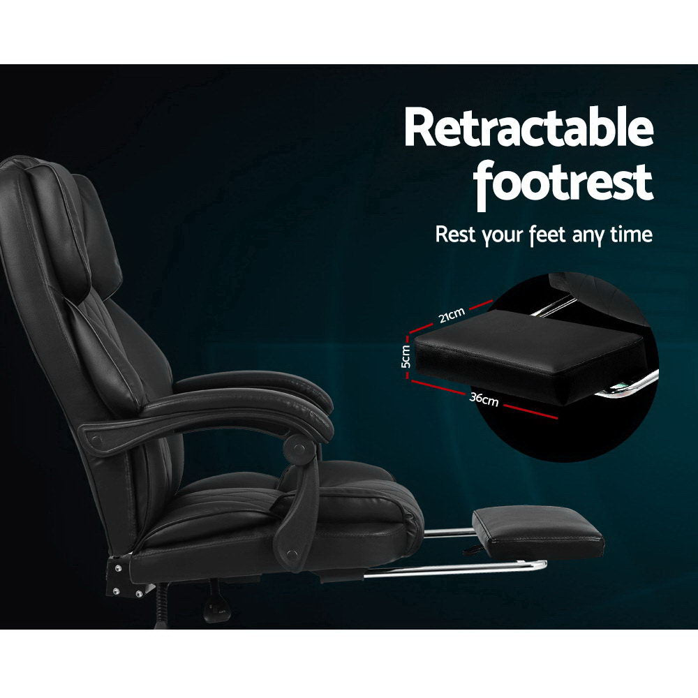 Fremantle black PU leather executive office chair with footrest in a home office