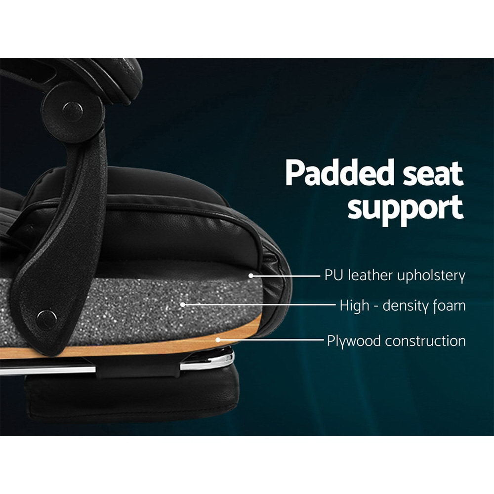 Fremantle black PU leather executive office chair with footrest in a home office