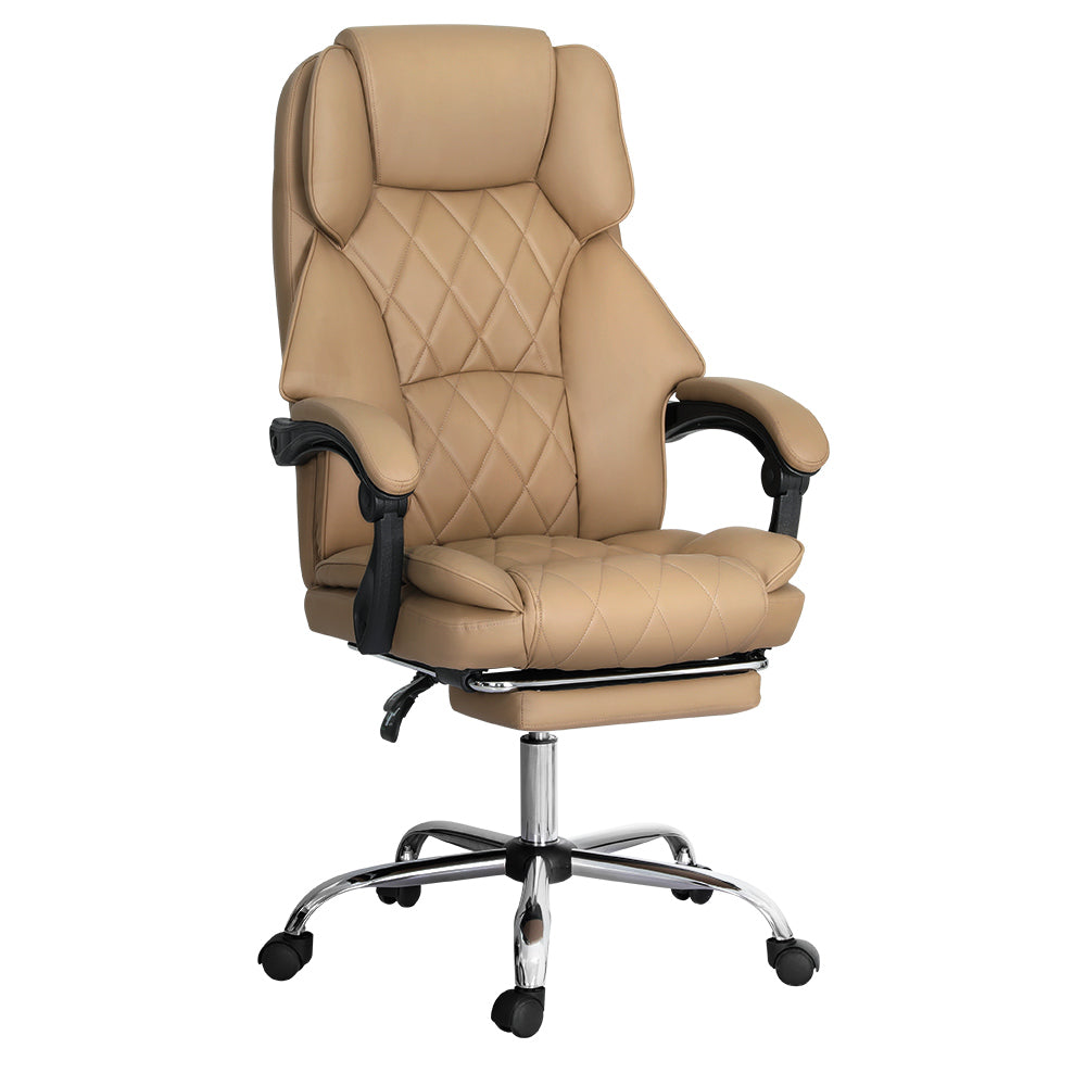 Fremantle espresso PU leather executive office chair with footrest in a home office