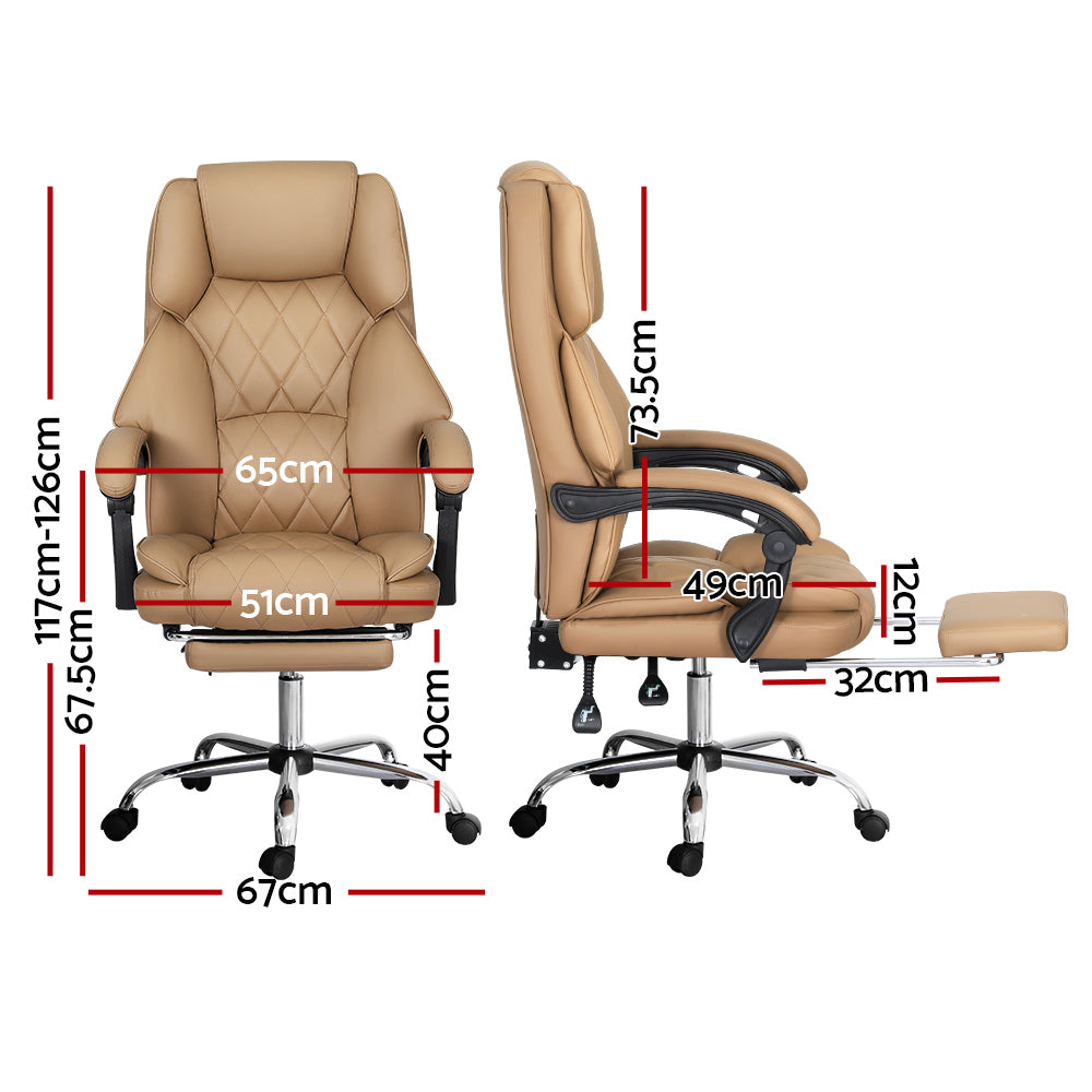 Fremantle espresso PU leather executive office chair with footrest in a home office