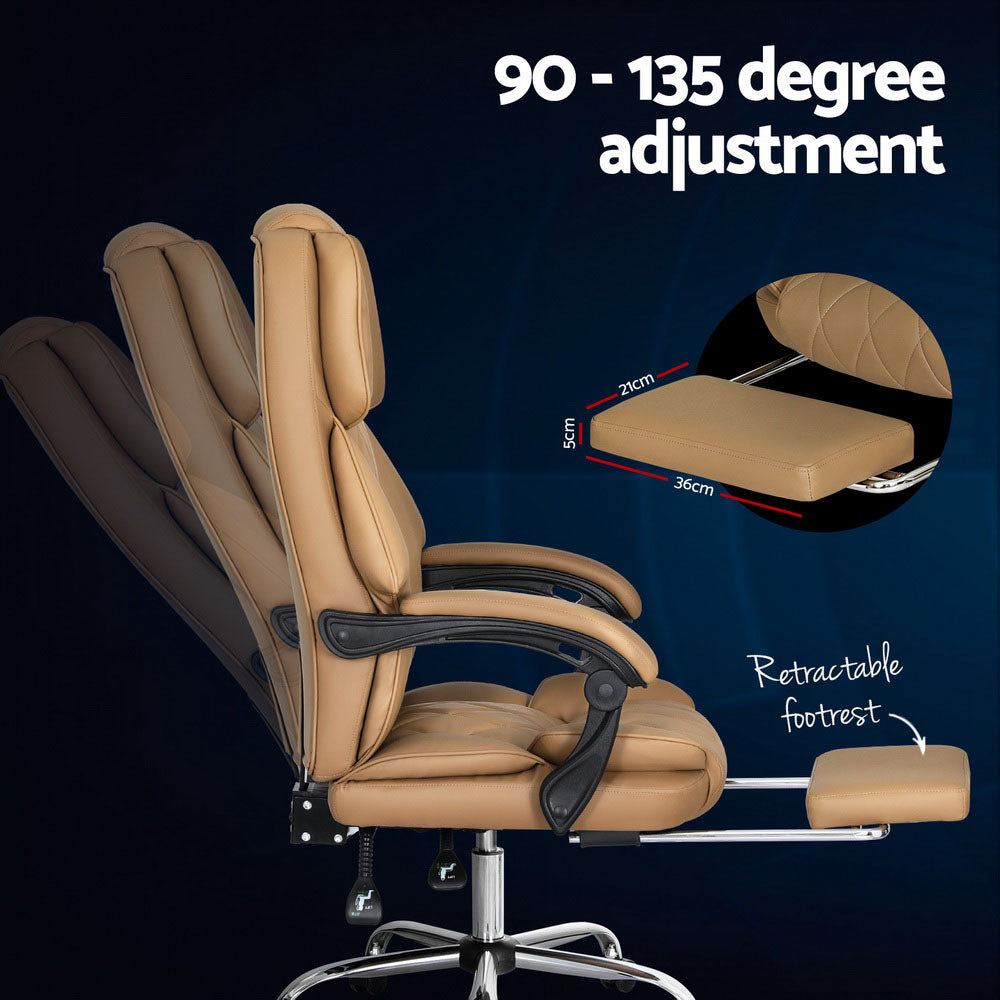 Fremantle espresso PU leather executive office chair with footrest in a home office