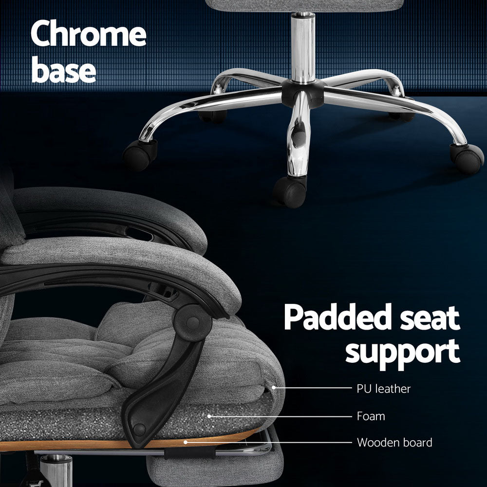Fremantle grey executive office chair with footrest in a home office