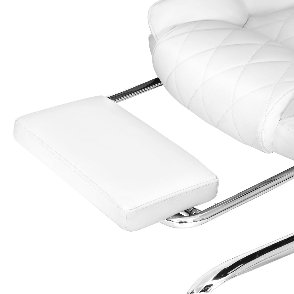 Fremantle white PU leather executive office chair with footrest in a home office
