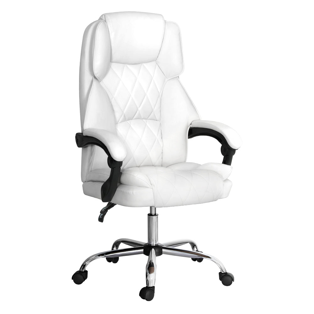 Fremantle white PU leather executive office chair in a home office