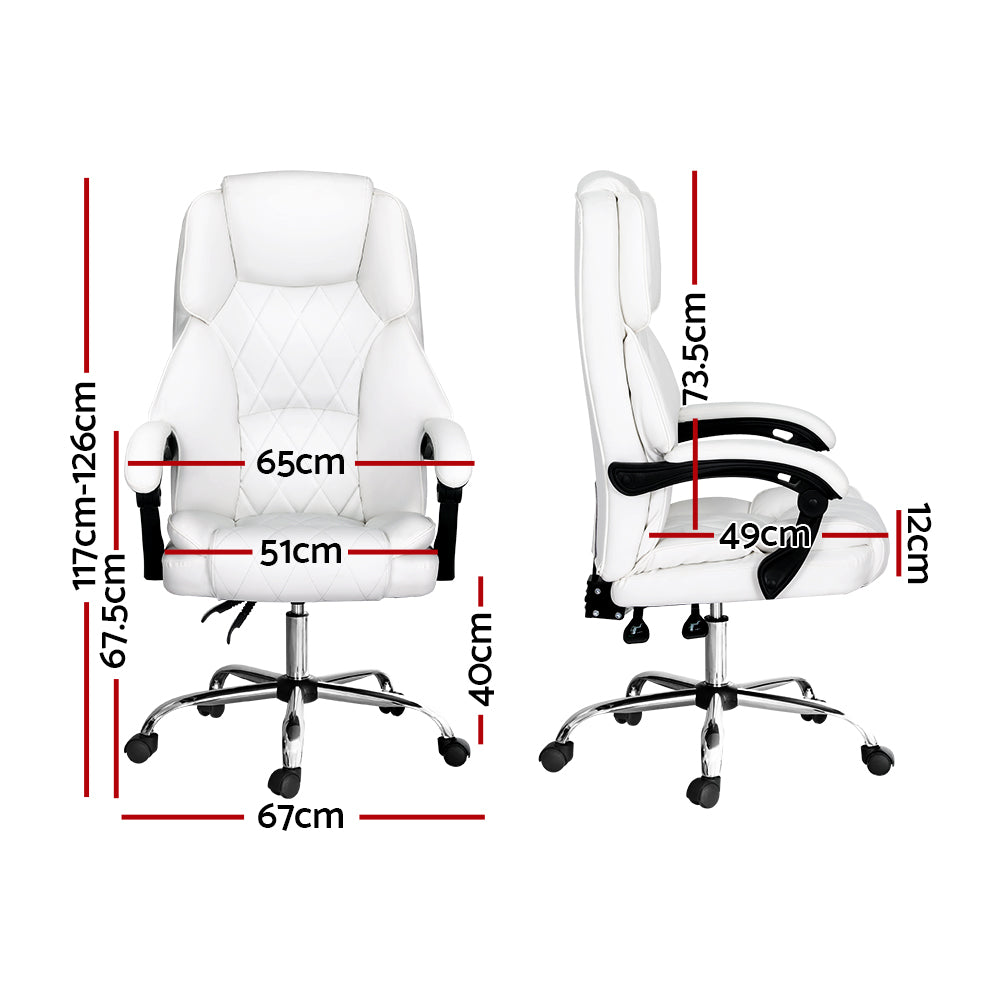 Fremantle white PU leather executive office chair in a home office