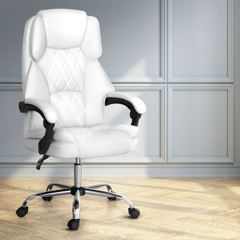 Fremantle white PU leather executive office chair in a home office