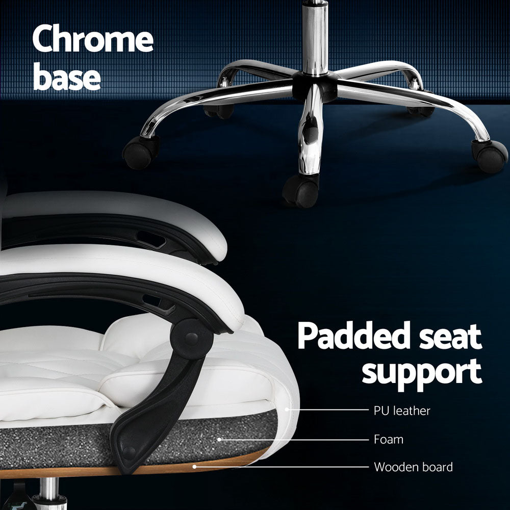 Fremantle white PU leather executive office chair in a home office