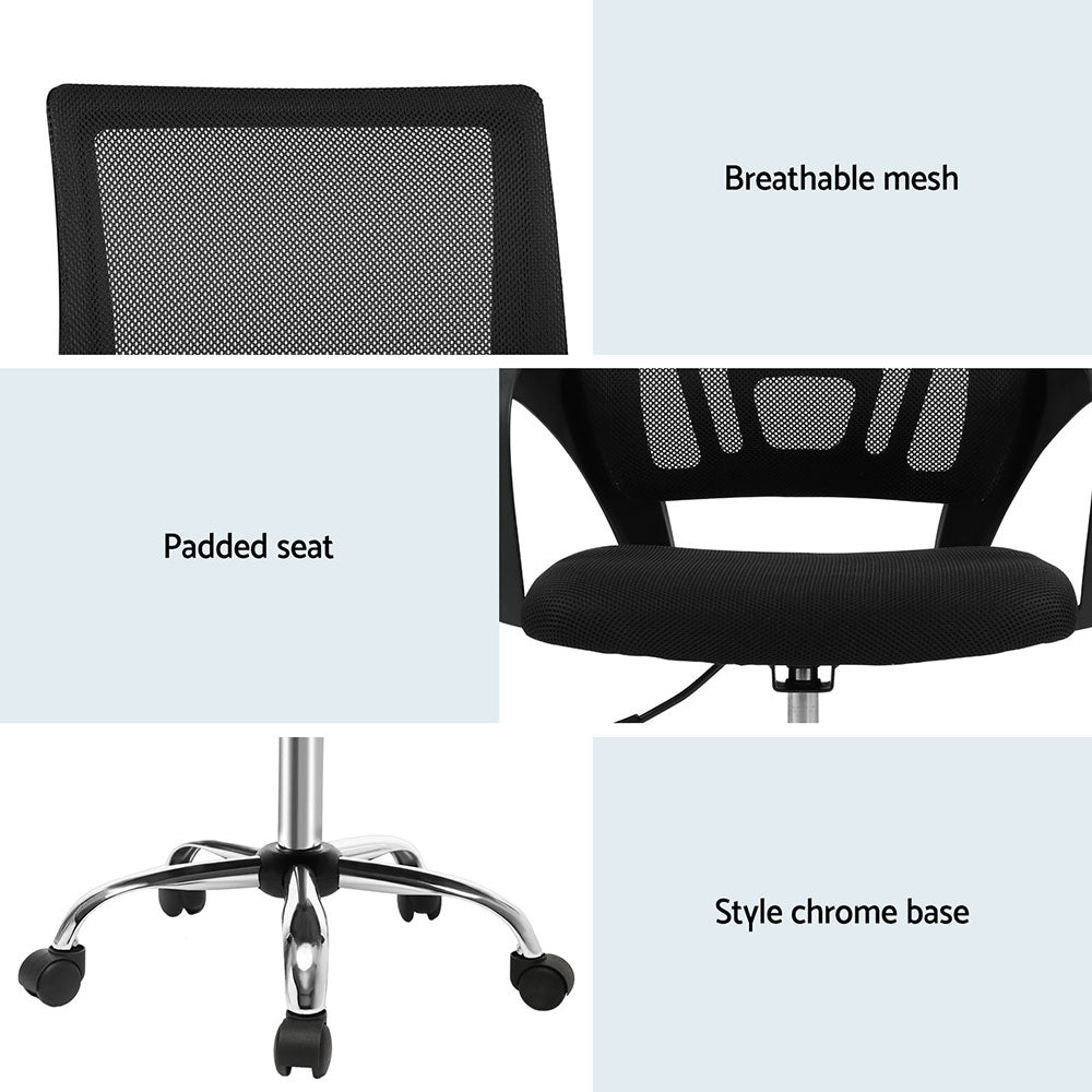 Artiss Mid-Back Mesh Office Chair Black Single — Allure Home Collections