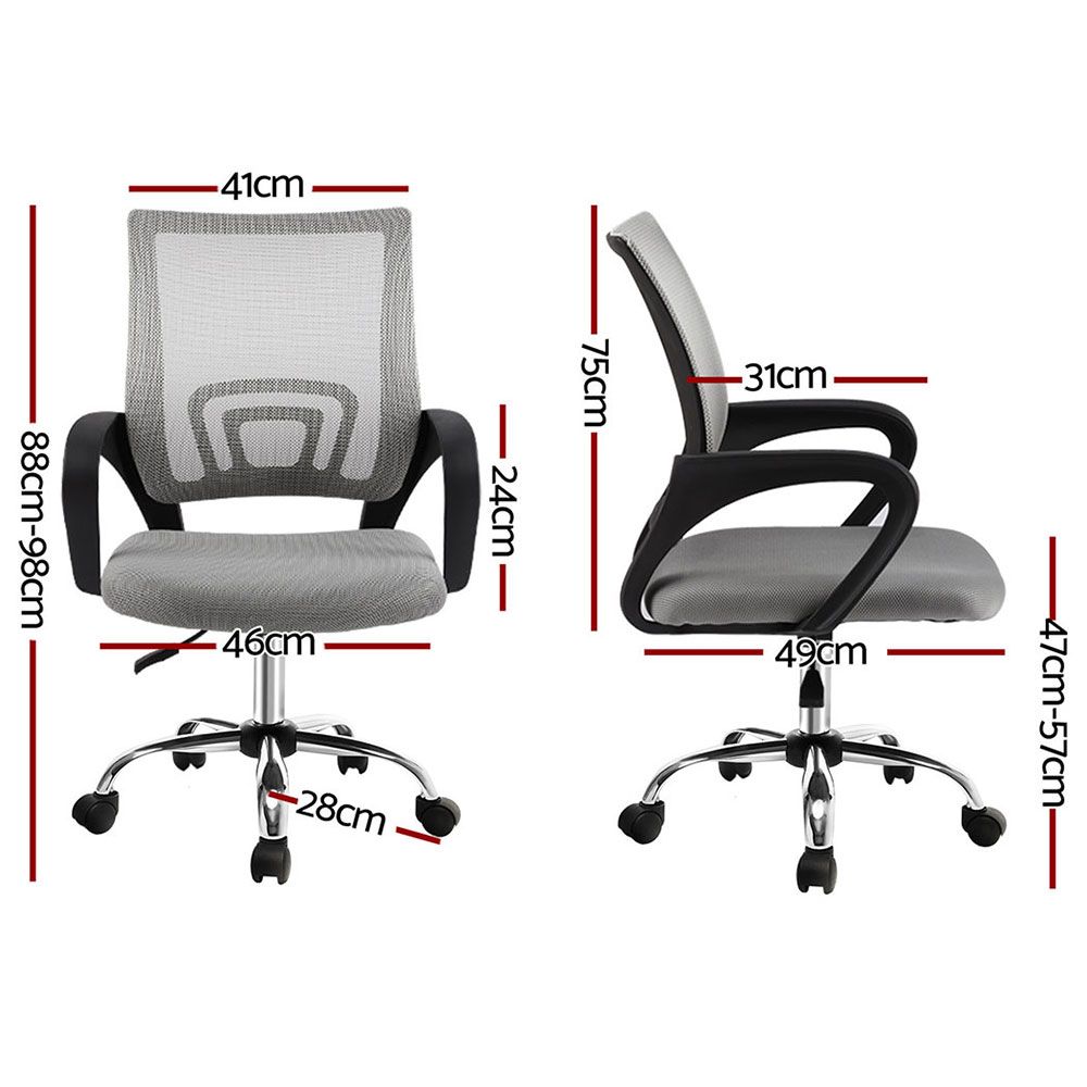 York grey mesh office chair with chrome base in a home office