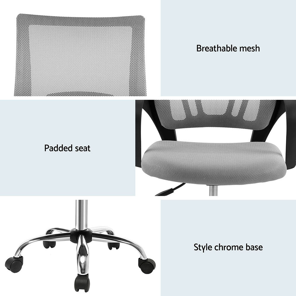 Artiss Grey Mid Back Mesh Office Chair