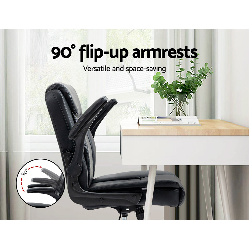 Artiss Black Mid-Back Executive Office Chair Contoured Design — Allure Home Collections