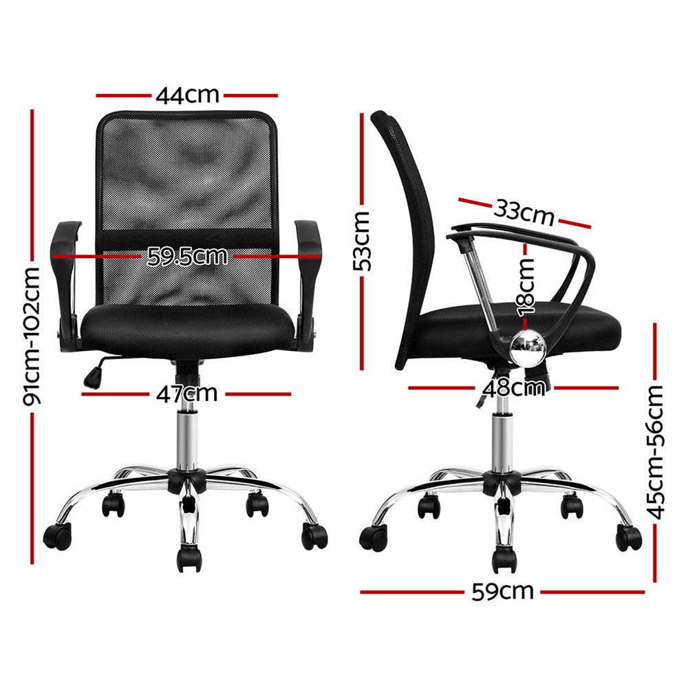 Two Carnarvon black mesh office chairs