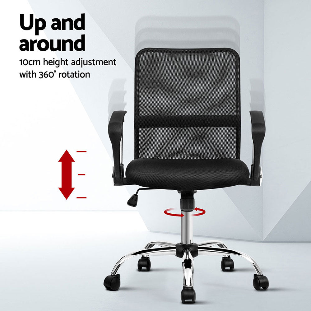 Two Carnarvon black mesh office chairs
