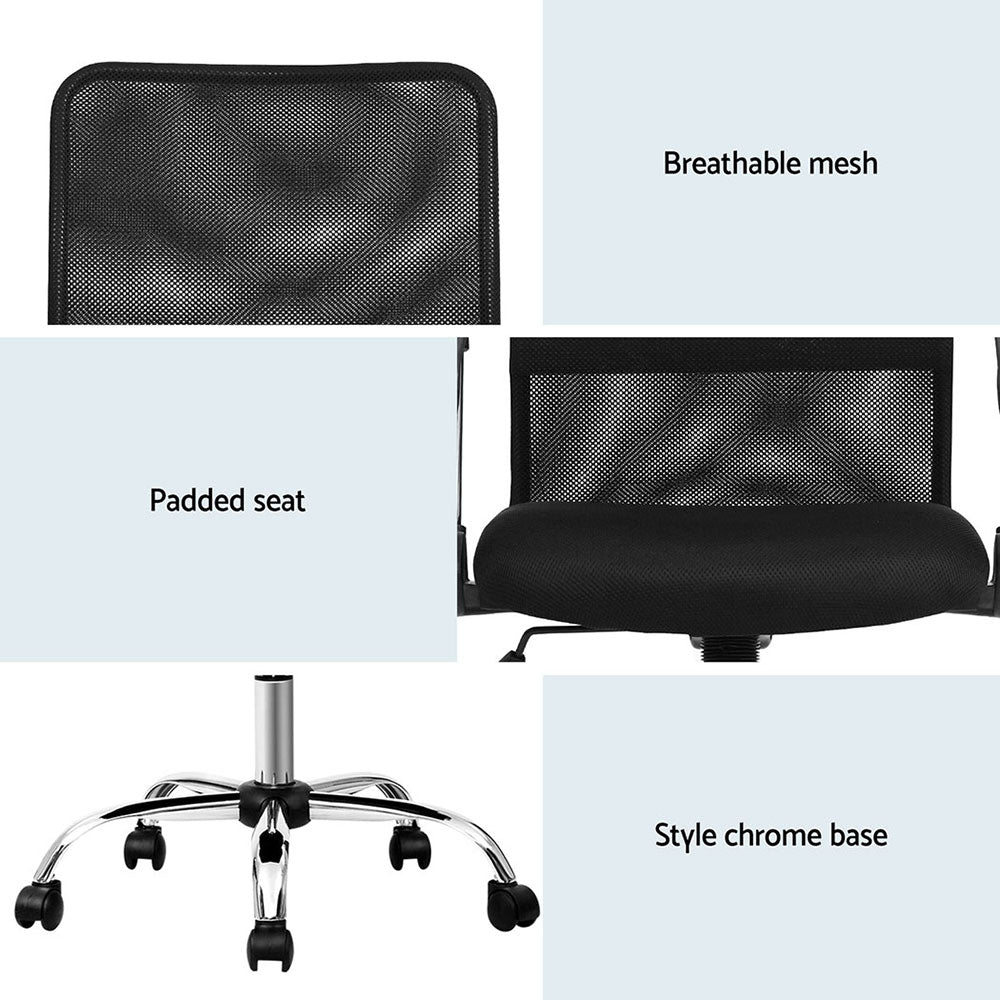 Two Carnarvon black mesh office chairs