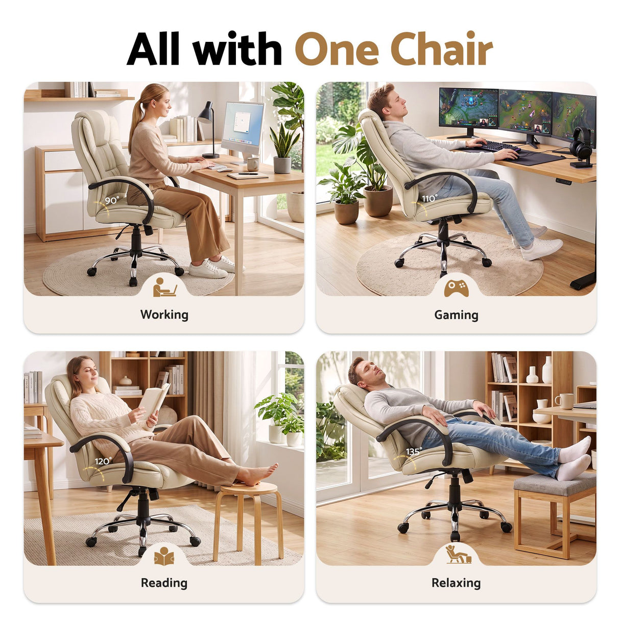 Margaret River beige faux leather executive office chair
