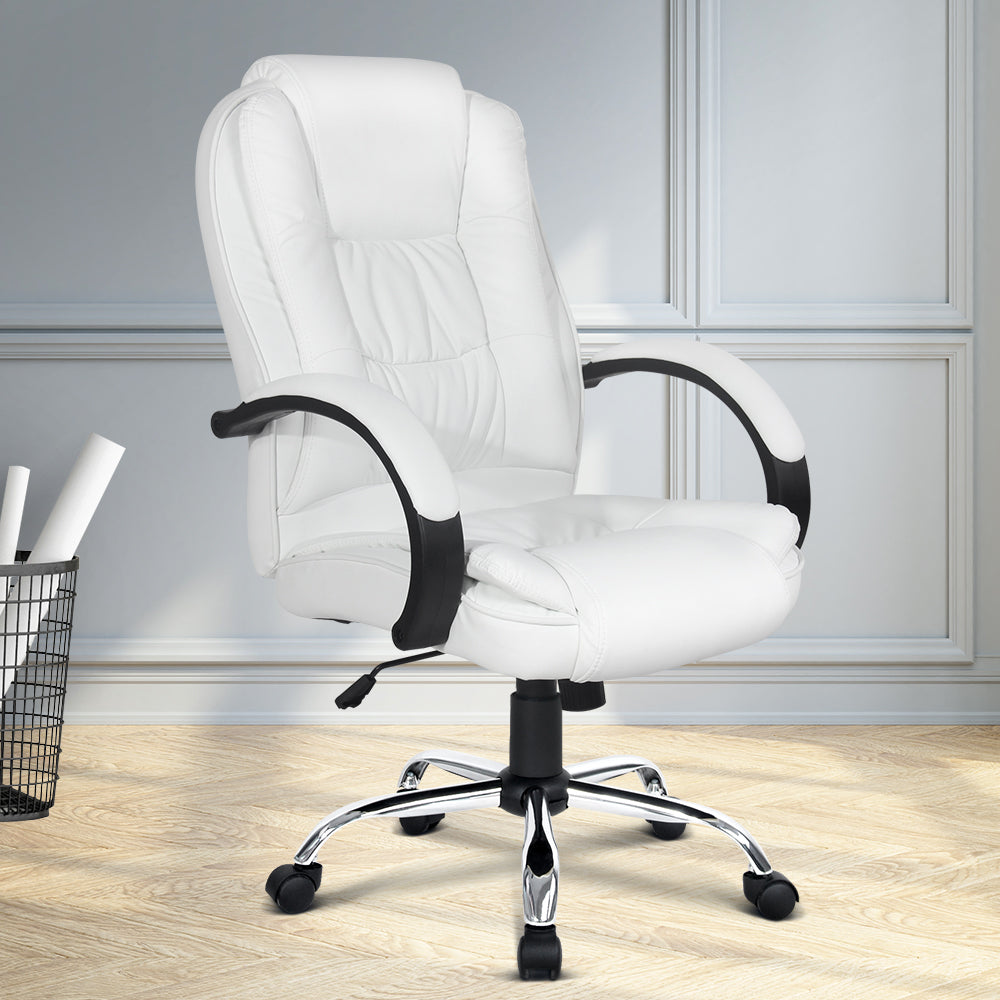 Artiss White Executive PU Leather Office Chair Premium High-Back — Allure Home Collections