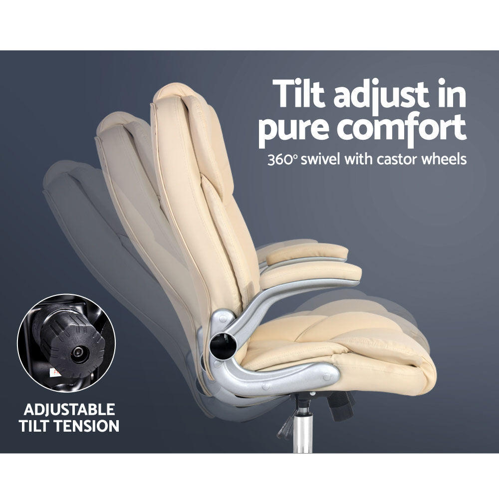 Artiss Executive Leather Office Chair - Beige