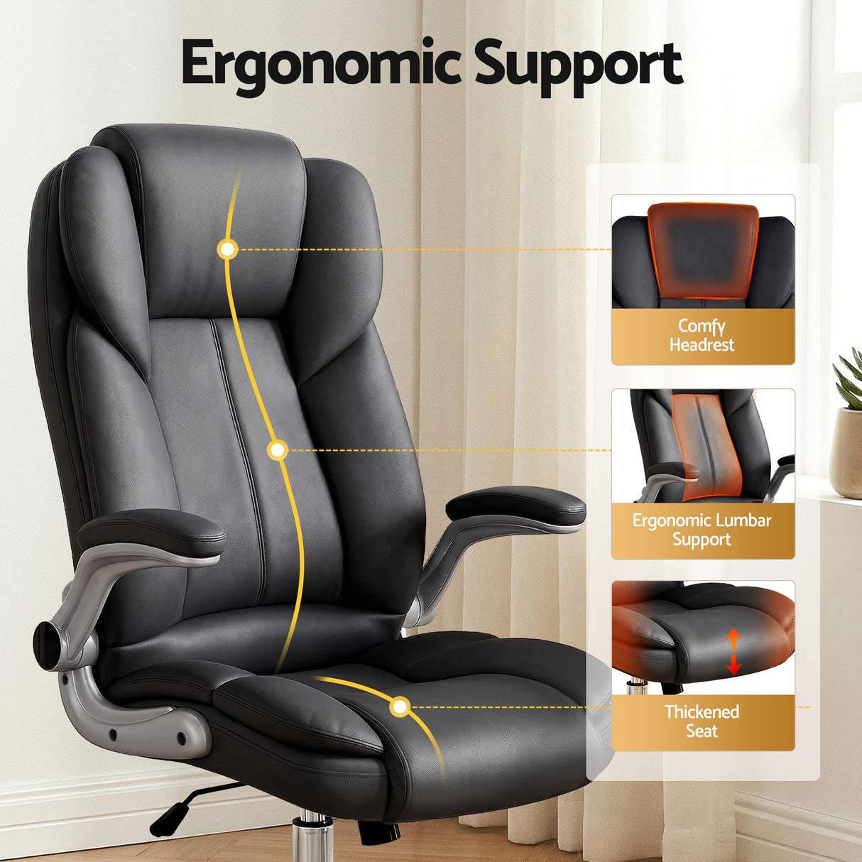 Northampton black executive office chair in faux leather