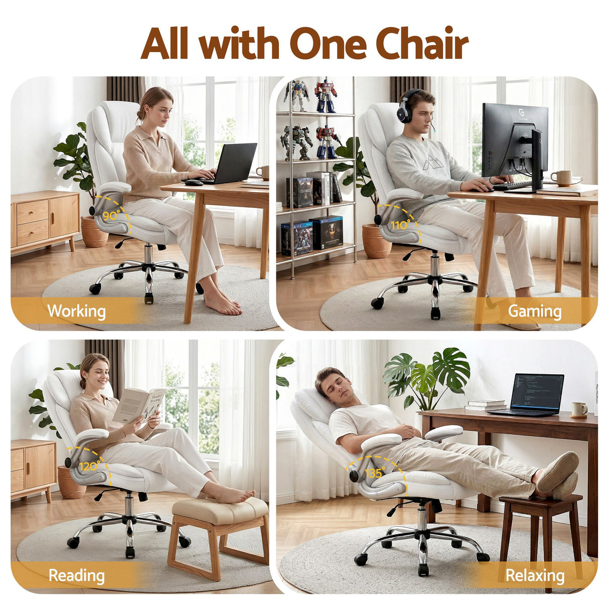 Northampton white executive office chair in faux leather