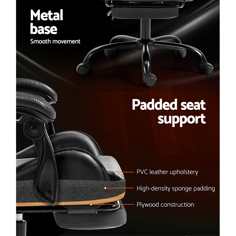 Greenough grey gaming chair with footrest in a home office