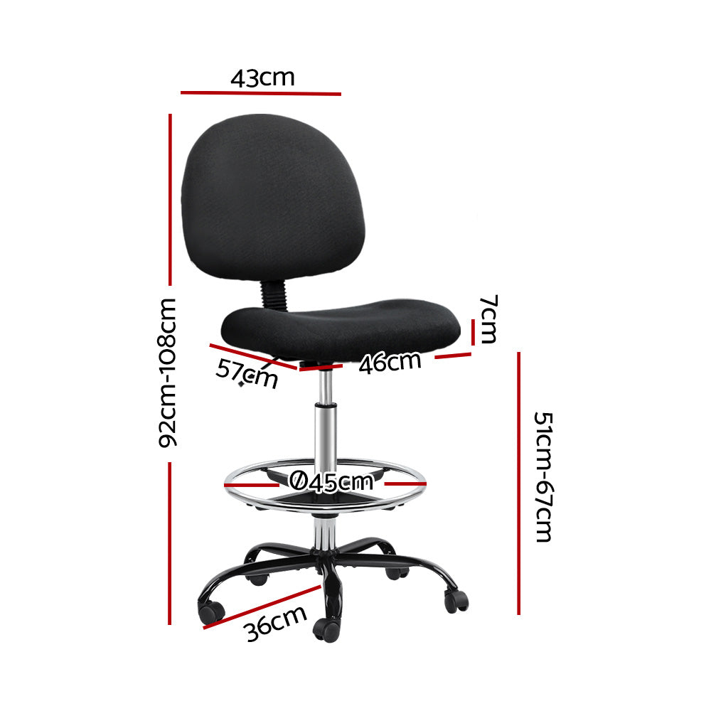 Artiss Black Fabric Drafting Stool Sleek Timeless Design — Allure Home Collections