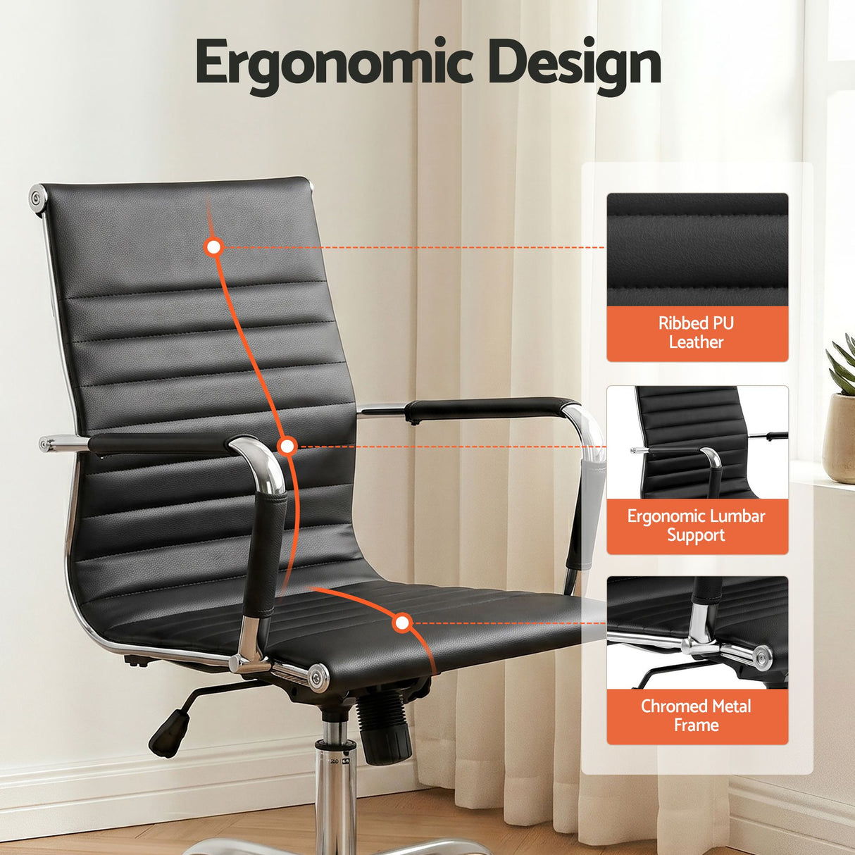 Sorrento Quay black faux leather executive office chair, view 5