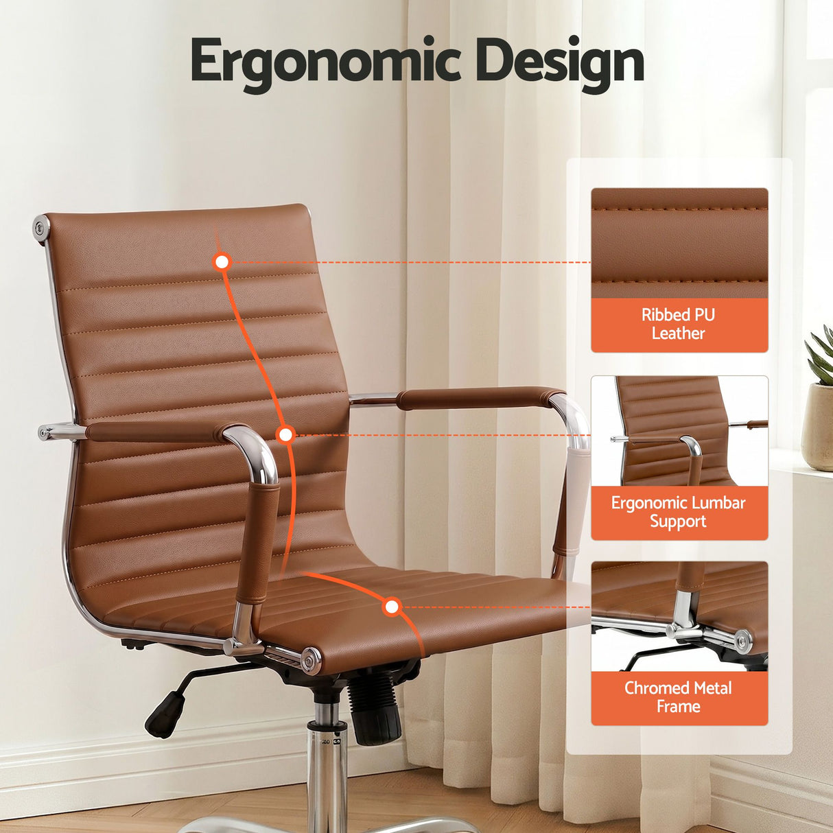 Sorrento Quay brown faux leather executive office chair, view 5