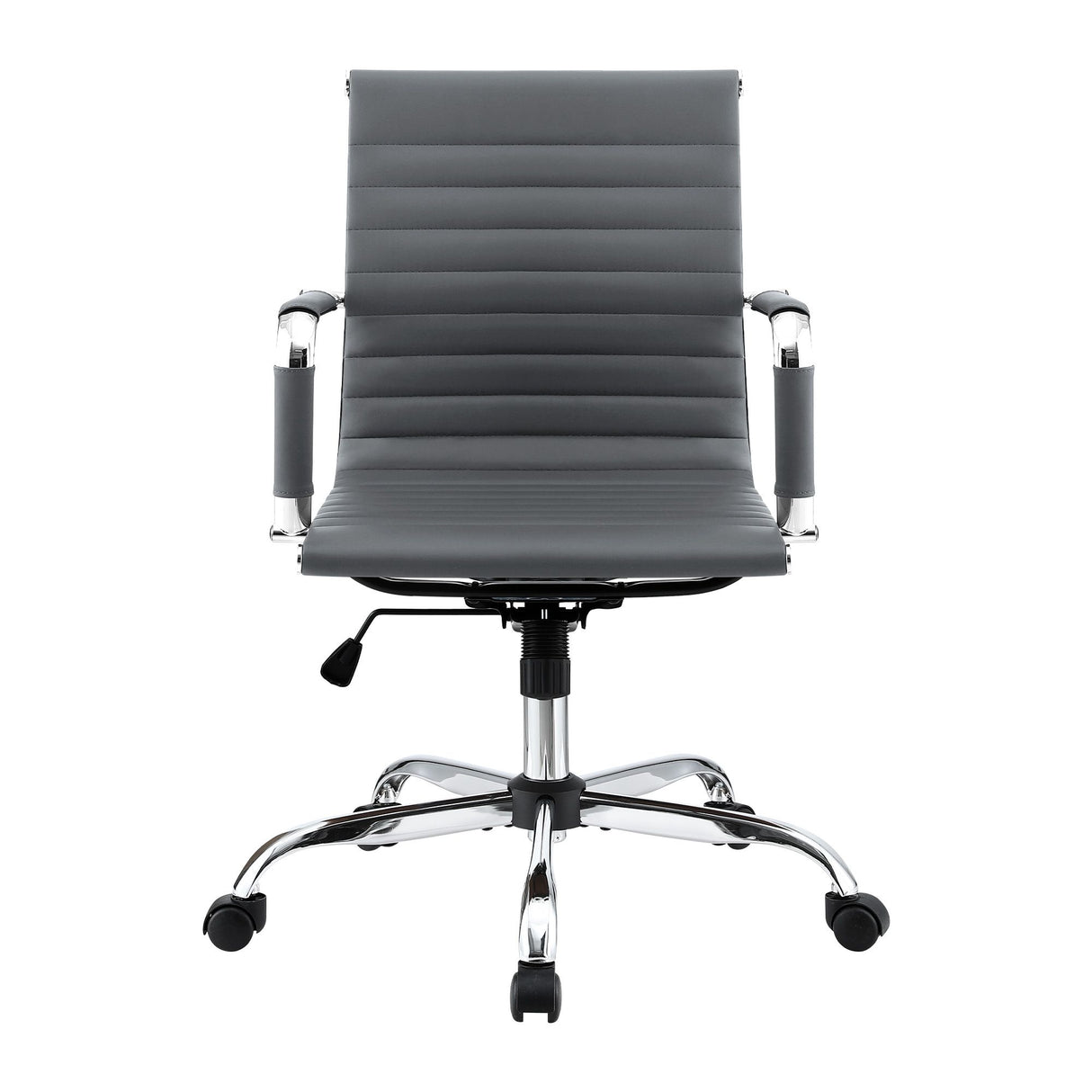 Artiss Mid-Back PU Leather Office Chair Grey 360-Degree Swivel — Allure Home Collections