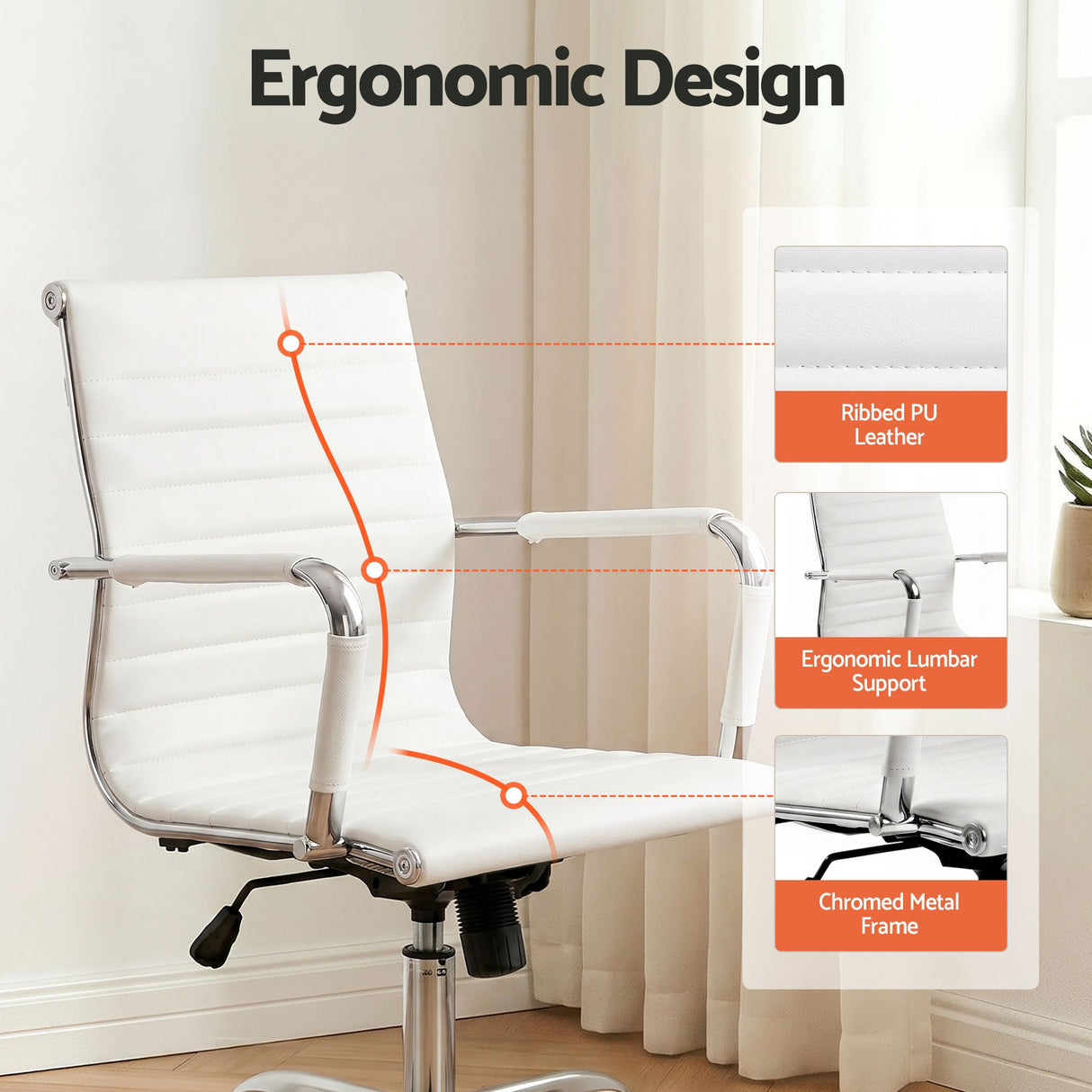 Sorrento Quay white faux leather executive office chair, view 5