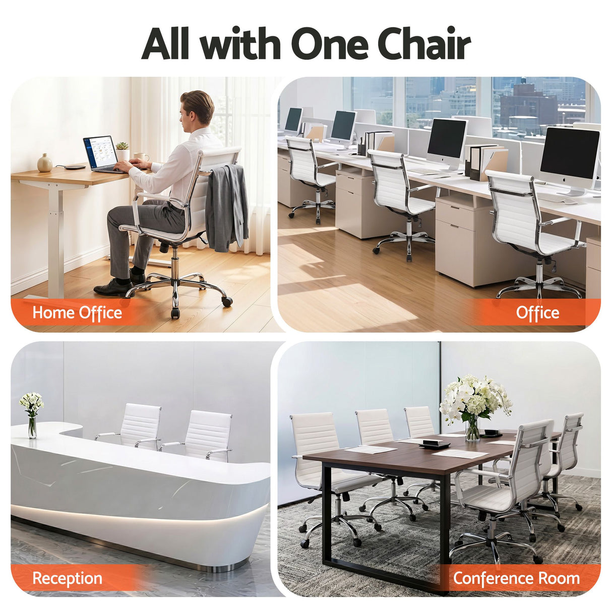Sorrento Quay white faux leather executive office chair, view 8