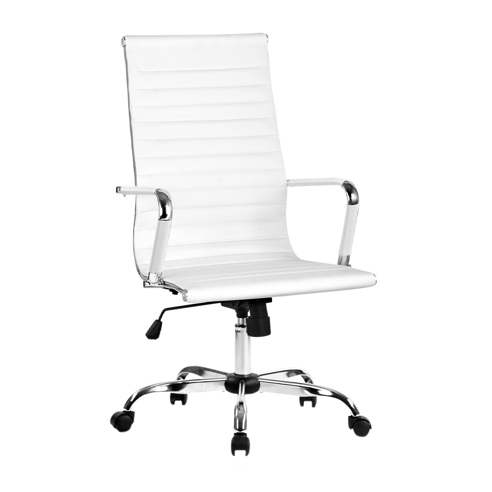 Pemberton white faux leather executive office chair with high back