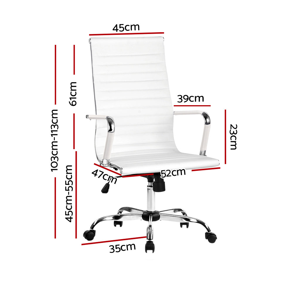 Pemberton white faux leather executive office chair with high back