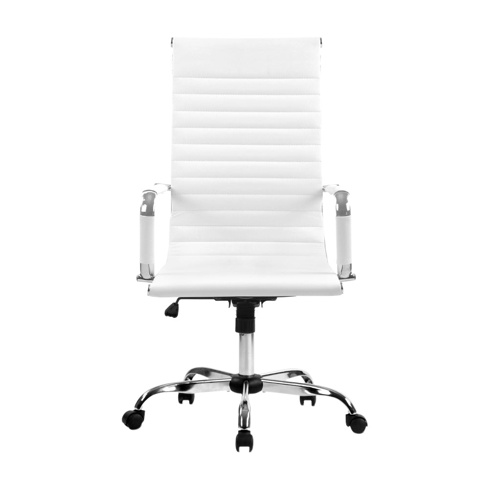 Pemberton white faux leather executive office chair with high back