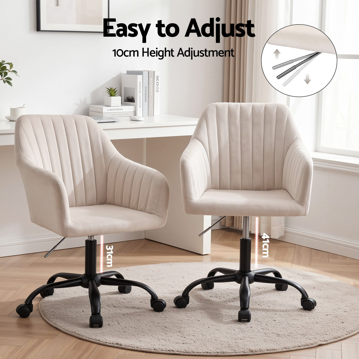 Coral Bay cream velvet office chair