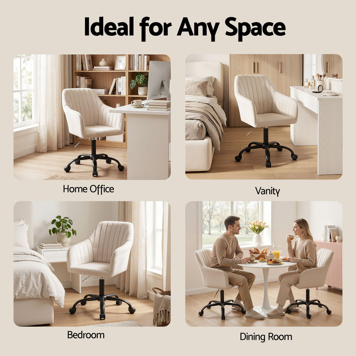 Coral Bay cream velvet office chair