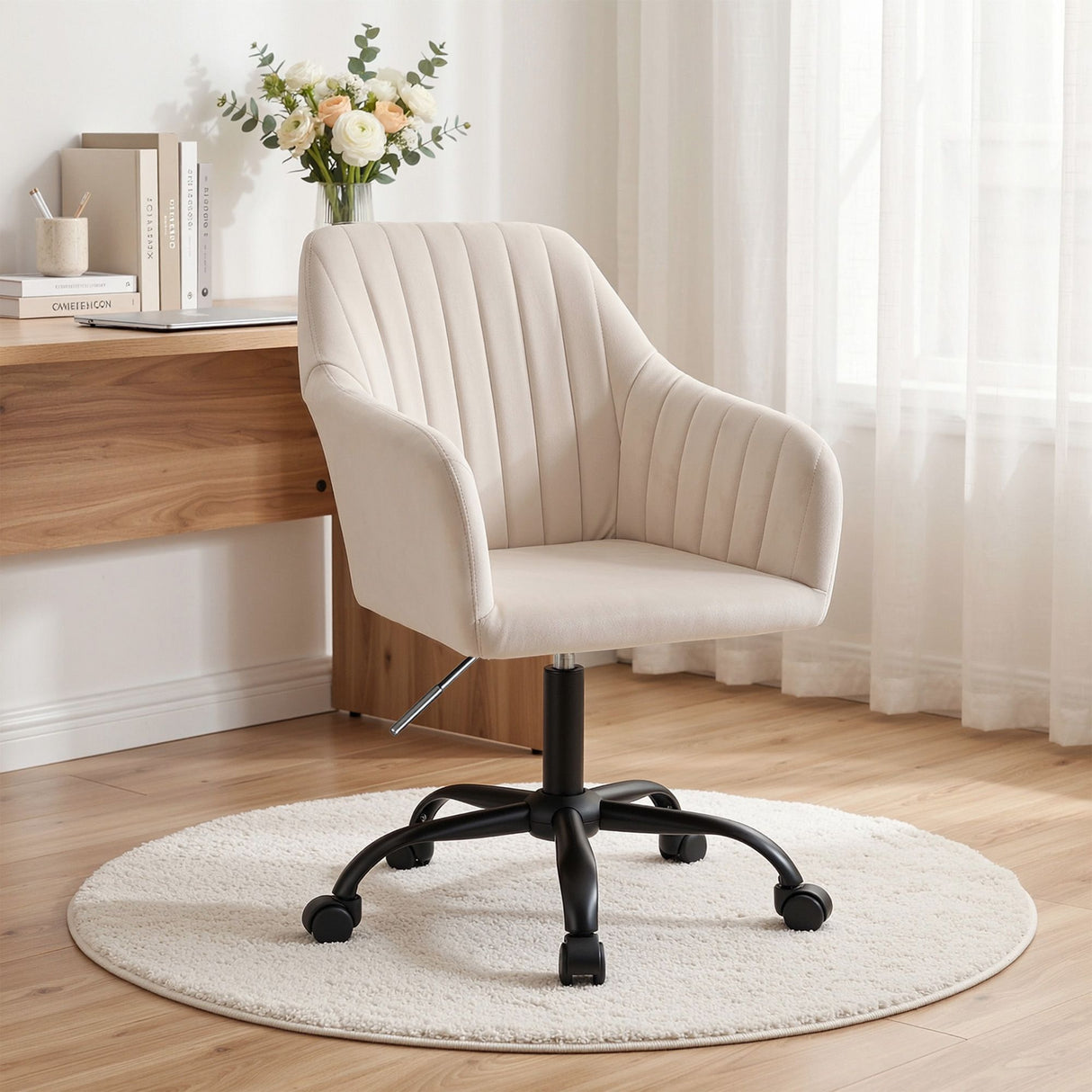 Coral Bay cream velvet office chair