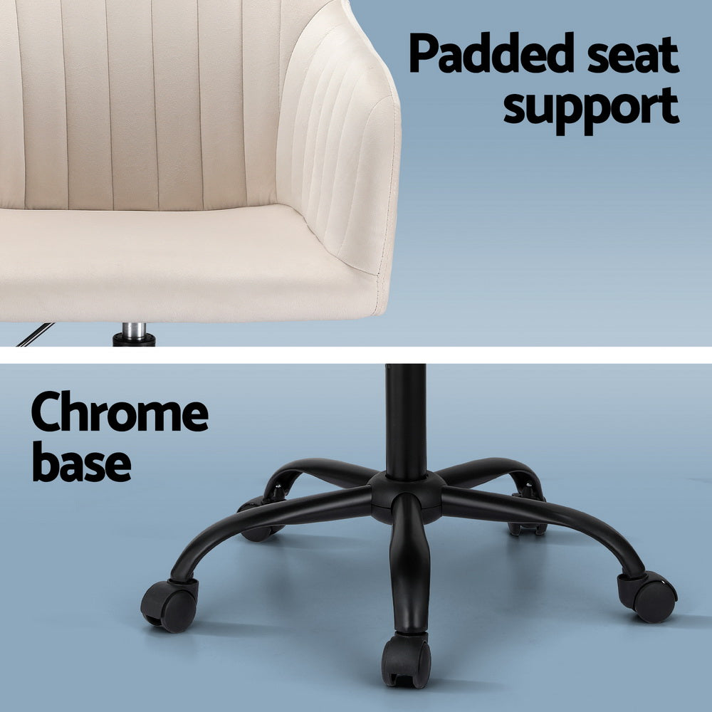 Artiss Cream Velvet Mid-Back Office Chair Dual-Padded Seat — Allure Home Collections
