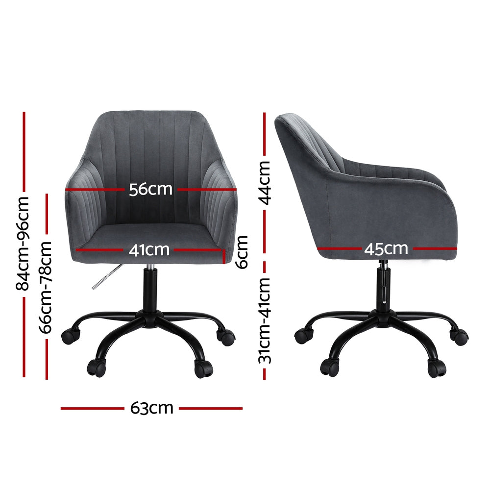 Artiss Dark Grey Velvet Mid-Back Office Chair Dual-Padded Seat — Allure Home Collections