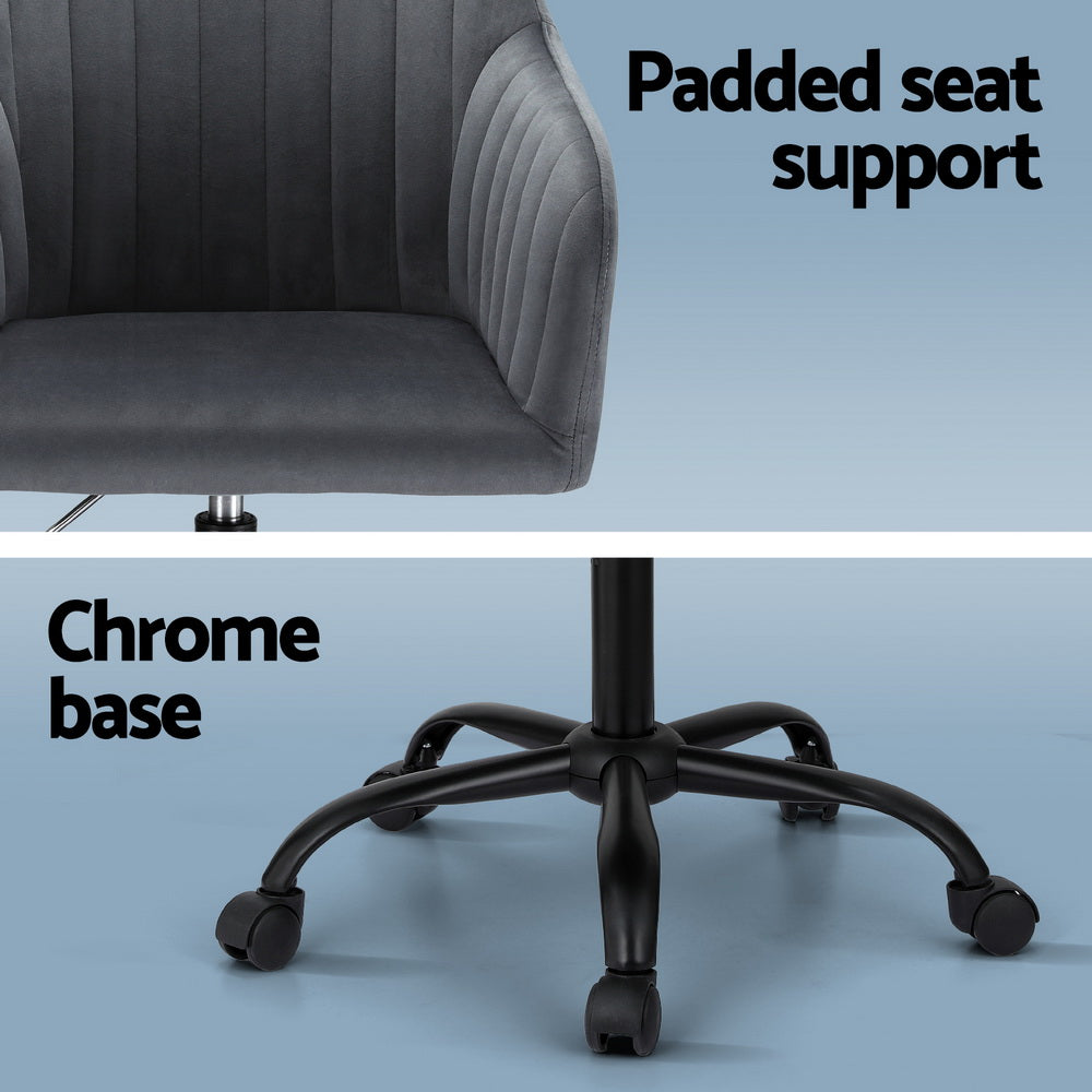 Artiss Dark Grey Velvet Mid-Back Office Chair Dual-Padded Seat — Allure Home Collections