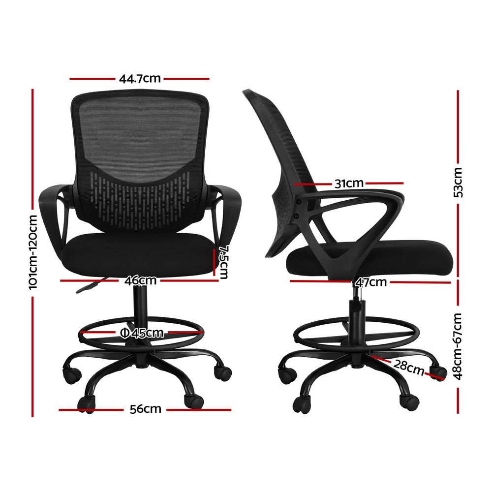 Mandurah black mesh drafting chair with footrest ring