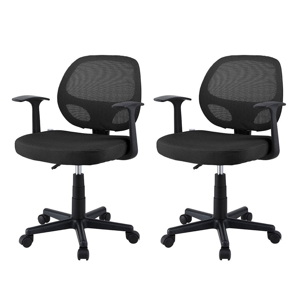 Subiaco black mid back mesh office chairs set of two in a home office