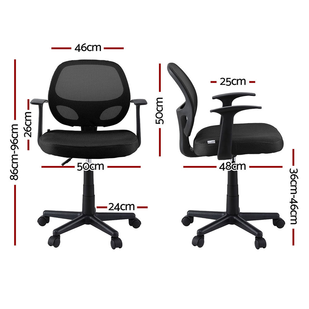 Subiaco black mid back mesh office chairs set of two in a home office
