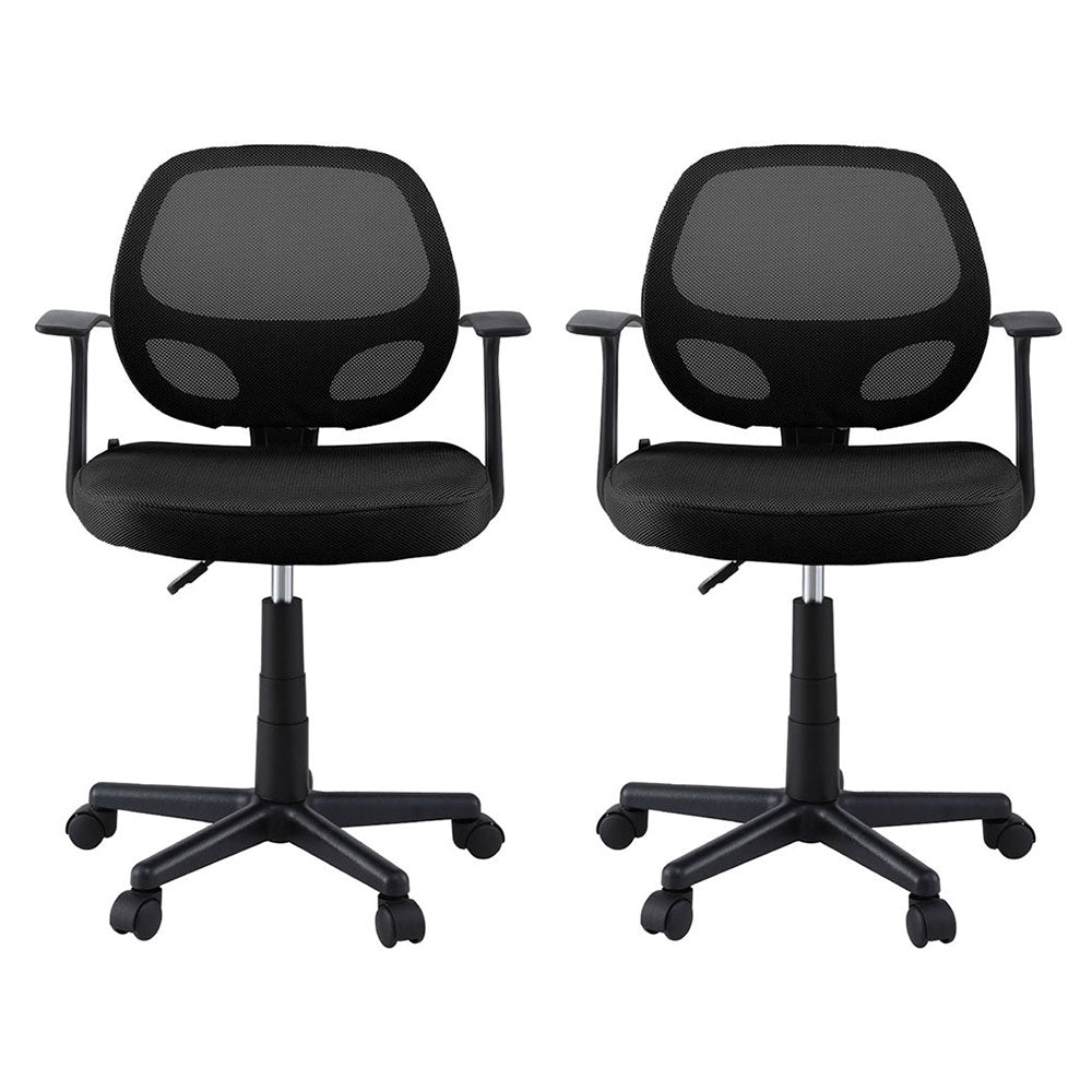 Subiaco black mid back mesh office chairs set of two in a home office