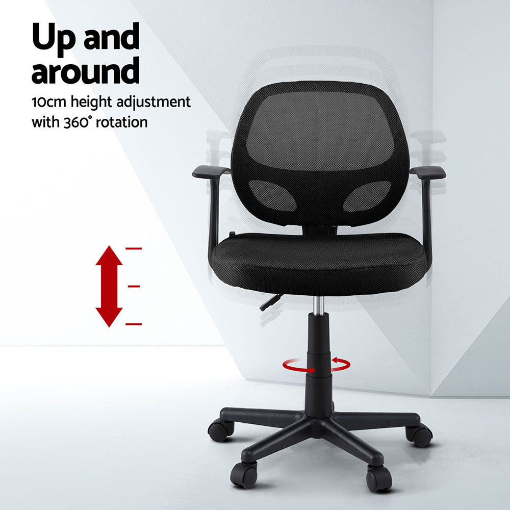 Subiaco black mid back mesh office chairs set of two in a home office