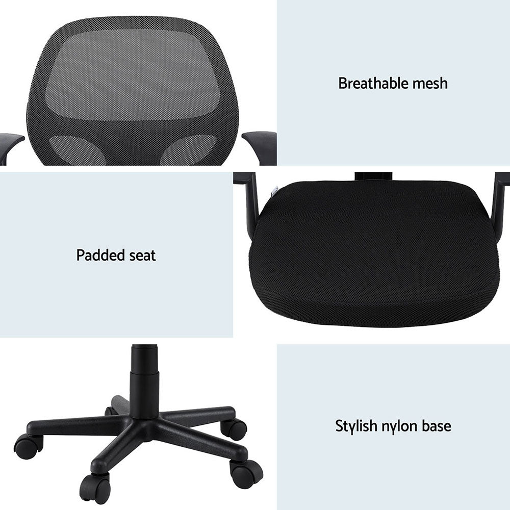 Subiaco black mid back mesh office chairs set of two in a home office